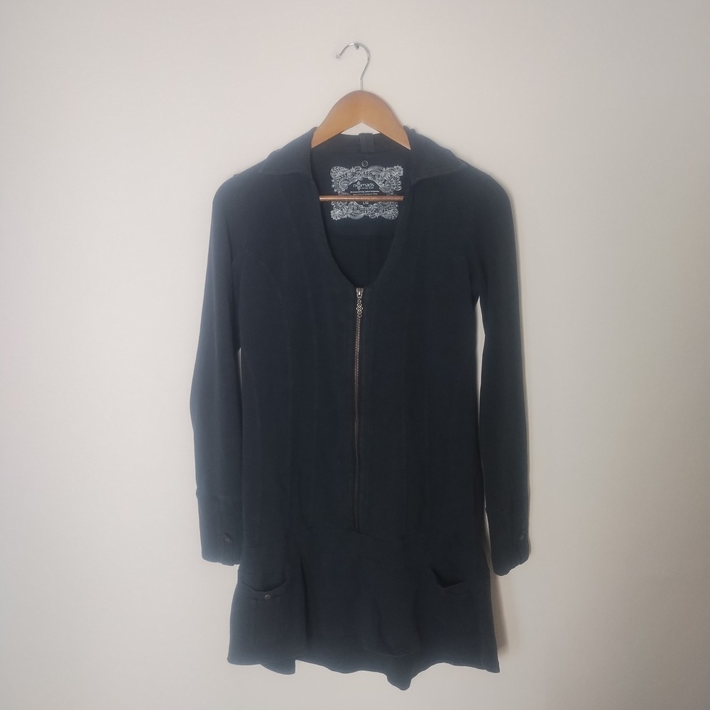 Nomads Hemp Wear Zip Up Tunic Women's L Organic Cotton Blend Boho Sustainable